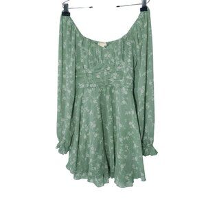 Thirty Thirty LA Milkmaid Floral Gauzy Mini Dress Top L Fairy Cottage Flowy